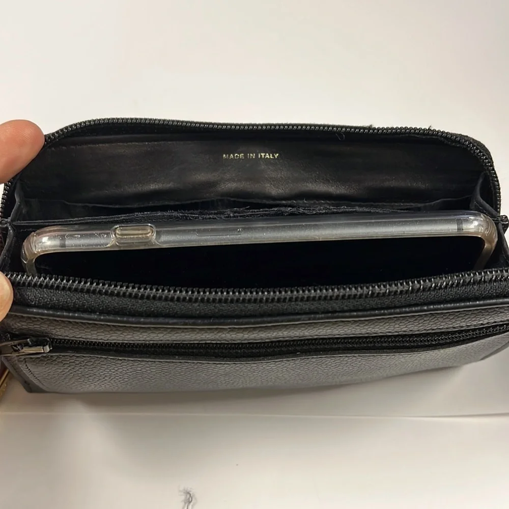 Chanel Classic Black Caviar Leather Long Clutch Zip Around Wallet